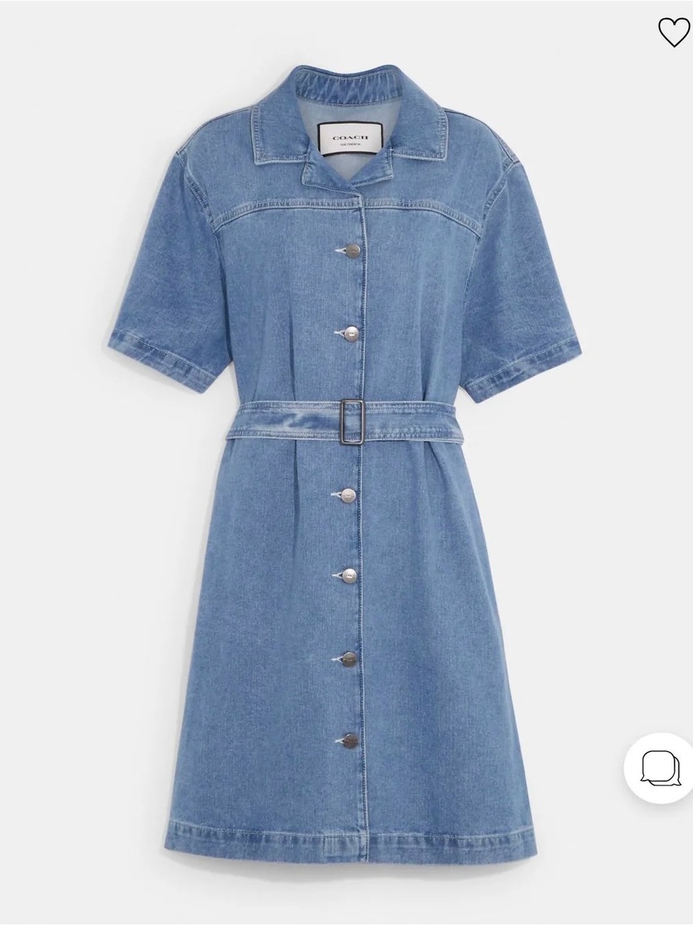 Coach Light Blue Denim Midi Dress with Belt